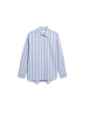 armedangels Hemdbluse Stripe Loose in hellblau bordeaux - 0002