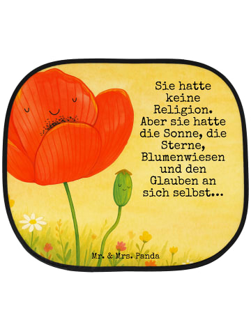 Mr. & Mrs. Panda Auto Hitzeschutz Blume Mohnblume Design mit Spruch in Weiß