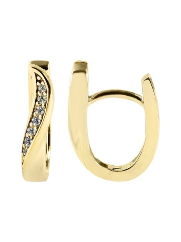 Adeliás Damen Ohrringe – Klappcreole aus 375 Gold mit Zirkonia in gold