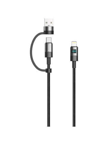 COFI 1453 Xssive 2in1 PD Schnellladekabel XSS-LCA-1.2m in Schwarz