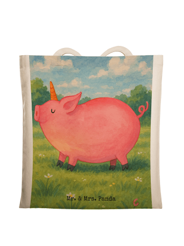 Mr. & Mrs. Panda Shopper Einhorn Schwein Design ohne Spruch in Weiß