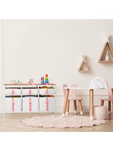 relaxdays Kinder-Kommode in Weiß/ Rosa - (B)100 x (H)61,5 x (T)40,5 cm