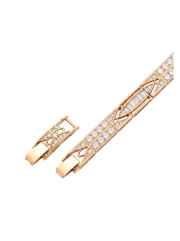 faina Women Crystal-Studded Link Bracelet in Rose Gold