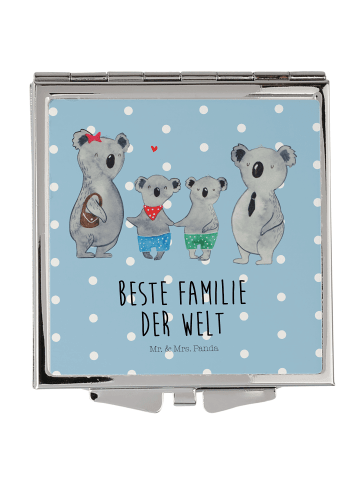 Mr. & Mrs. Panda Handtaschenspiegel quadratisch Koala Familie zw... in Blau Pastell
