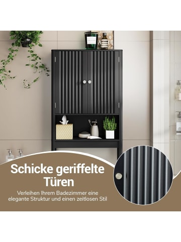 COSTWAY Toilettenschrank 60 x 23 x 168 cm in Schwarz