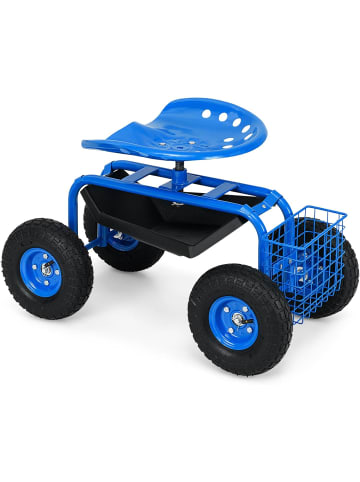 COSTWAY Gartensitz mit Rollen drehbar in Blau