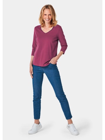 GOLDNER Shirt Shirt mit V-Ausschnitt in sangria