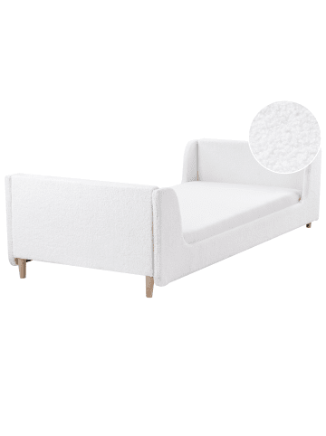 Beliani Einzelbett LAYE in Weiß/Heller Holzfarbton - (W) 100 x (H) 58 x (L) 216 cm