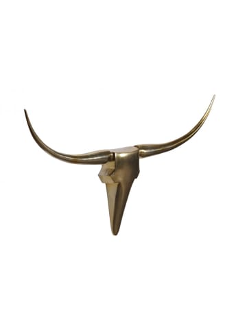 KADIMA DESIGN Bull Geweih, stilvolle Wanddekoration aus Aluminium, elegantes Zuhause in Gold