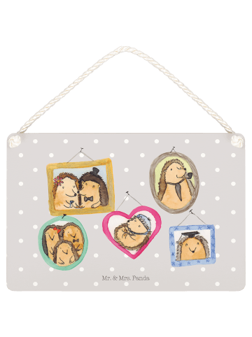 Mr. & Mrs. Panda Schild Igel Familie ohne Spruch in Grau Pastell