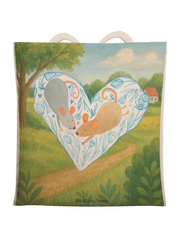Mr. & Mrs. Panda Shopper Bag Mäuse Herz Design ohne Spruch in Weiß