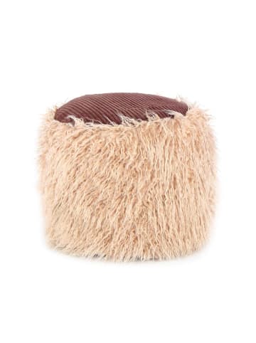Kayoom Sitzkissen Fellpouf Bobtail in beige - braun