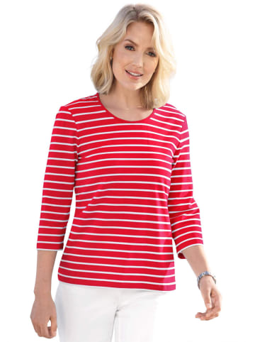 GOLDNER Kurzgröße:  Ringelshirt Buntgewirktes Ringelshirt in rot / weiß / geringelt