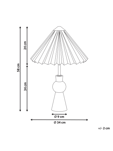 Beliani Tischleuchten TOJSAN in Weiß/Braun - (W) 34 x (H) 58 x (L) 34 cm