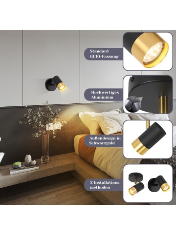 ZMH Deckenleuchte in Schwarzgold 1-flammige GU10 Vintage Flurlampe L 10cm