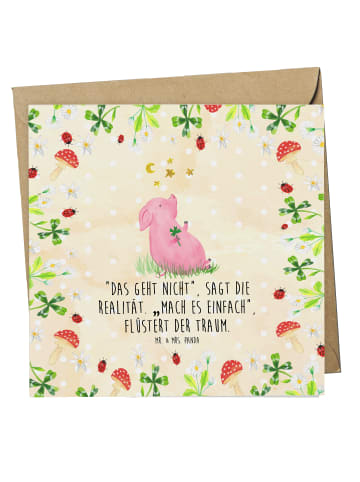 Mr. & Mrs. Panda Grußkarte Schwein Glück mit Spruch in Naturpapier