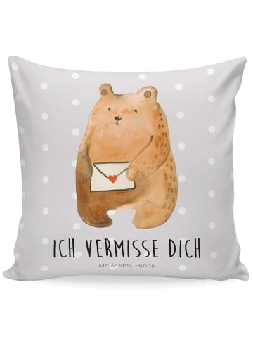 Mr. & Mrs. Panda Kissen 40x40 Bär Vermissen mit Spruch in Grau Pastell