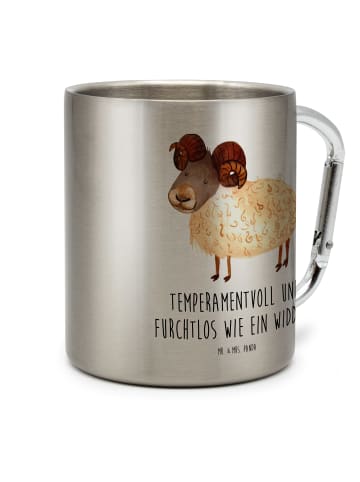 Mr. & Mrs. Panda Thermobecher Sternzeichen Widder mit Spruch in Silber