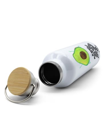 Mr. & Mrs. Panda Wasserflasche Avocado Glücklich mit Spruch in Weiß