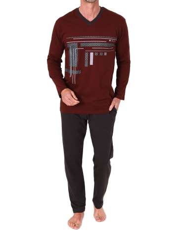 NORMANN Schlafanzug langarm Pyjama Übergrößen in rot