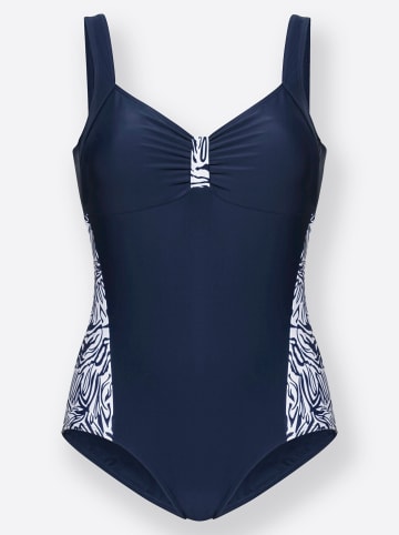 Sieh an! Badeanzug in marine-weiß-bedruckt