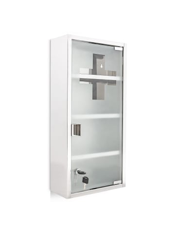 relaxdays Medizinschrank in Silber - (B)27 x (H)57 x (T)12 cm