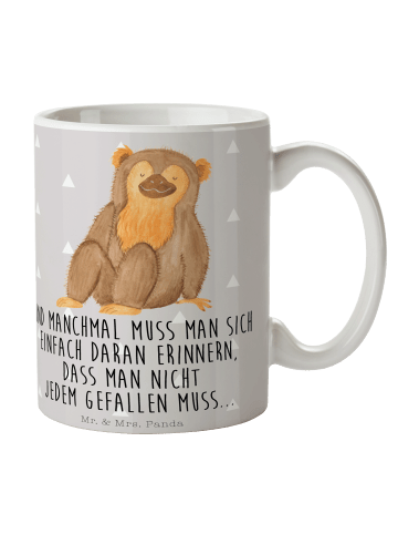 Mr. & Mrs. Panda Tasse Affe mit Spruch in Grau Pastell