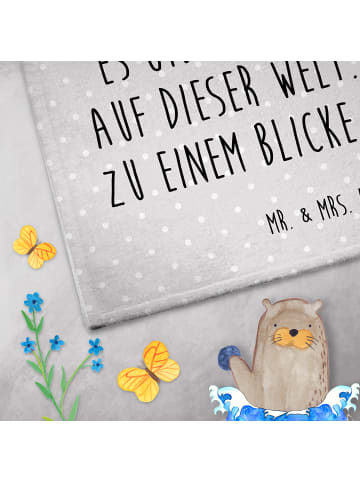 Mr. & Mrs. Panda Baumwollhandtuch Papa Bär mit Spruch in Grau Pastell