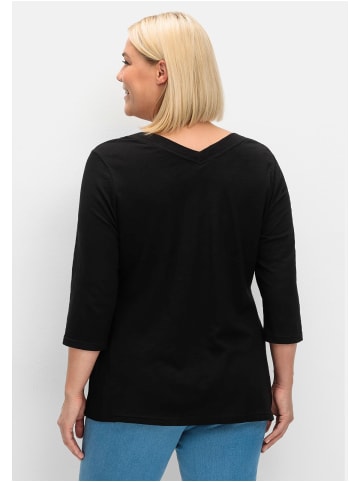 sheego 3/4-Arm-Shirt in schwarz