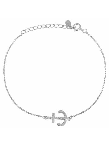 Adeliás Damen Armband Anker aus 925 Silber mit Zirkonia 20 cm in silber