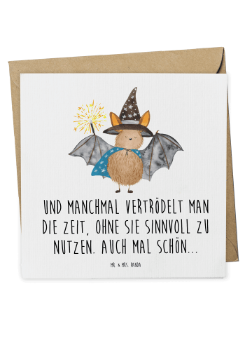 Mr. & Mrs. Panda doppelkarte Fledermaus Zauberer mit Spruch in Weiß