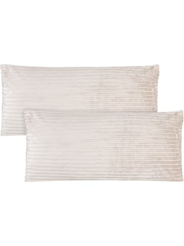 Aspero 2 Kissenbezüge aus Streifen-Flanell 40x80 cm Mendoza in Taupe