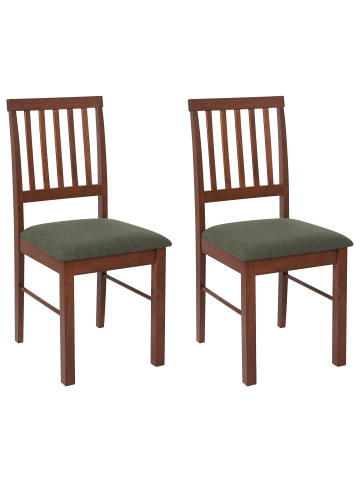 Beliani 2er-Set Esszimmerstuhl ORONO in Braun/Grün