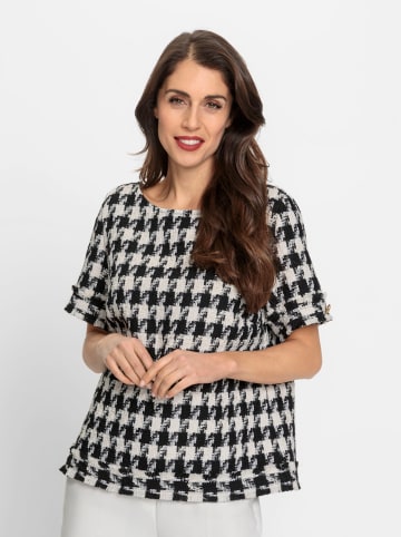 Heine Kurzarm-Bluse in schwarz-ecru Pepita