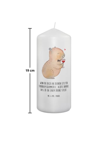 Mr. & Mrs. Panda Wachskerze Capybara Wein mit Spruch in Weiß