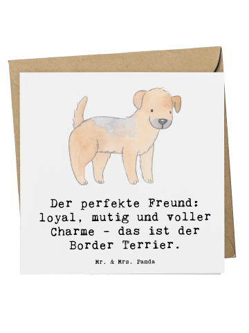 Mr. & Mrs. Panda Deluxe Karte Border Terrier Freund mit Spruch in Weiß
