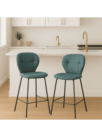 CALICOSY 2er-Set Barhocker MAURA in Grün - (W) 45 x (H) 67 x (L) 52 cm