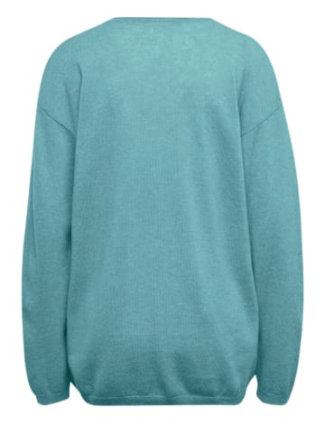 GOLDNER Kaschmirpullover Basicpullover mit V-Ausschnitt in aqua