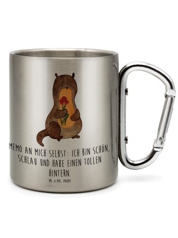 Mr. & Mrs. Panda Kaffeebecher Otter Blumenstrauß mit Spruch in Silber