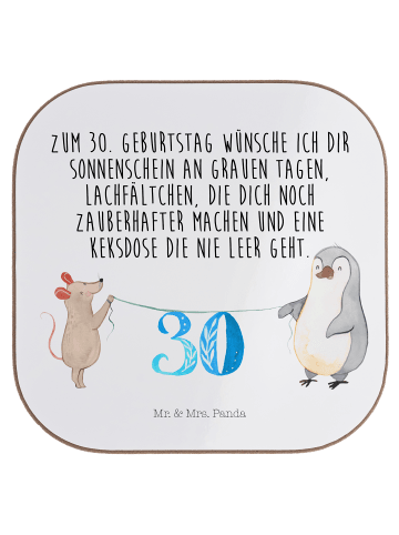 Mr. & Mrs. Panda Untersetzer 30. Geburtstag Maus Pinguin mit Spruch in Weiß