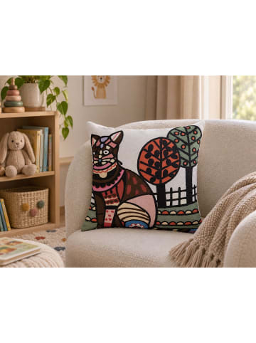Beliani Dekokissen MEHSANA in Bunt/Weiß/Schwarz - (W) 50 x (H) 10 x (L) 50 cm