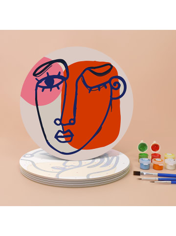 ARTNANAS 
PVC-Tischset Malen nach Zahlen 6er Set-"Abstrakte Porträts" 20cm