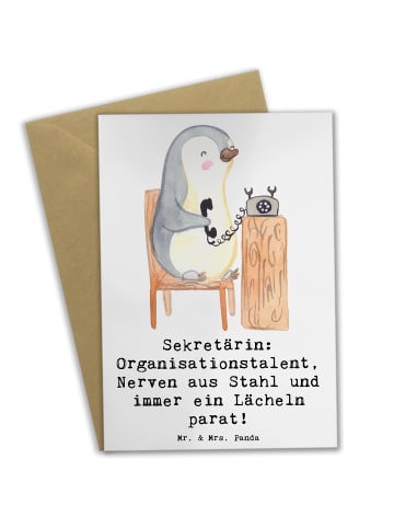Mr. & Mrs. Panda valentinstagskarte Sekretärin Heldin mit Spruch in Weiß