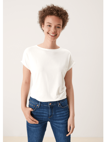 QS T-Shirt kurzarm in Creme