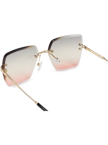 styleBREAKER Rechteckige Sonnenbrille in Gold/Grau-Apricot Verlauf