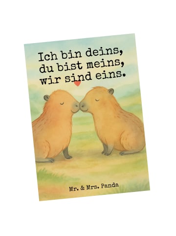 Mr. & Mrs. Panda Postkarte Capybara Liebe Design mit Spruch in Weiß