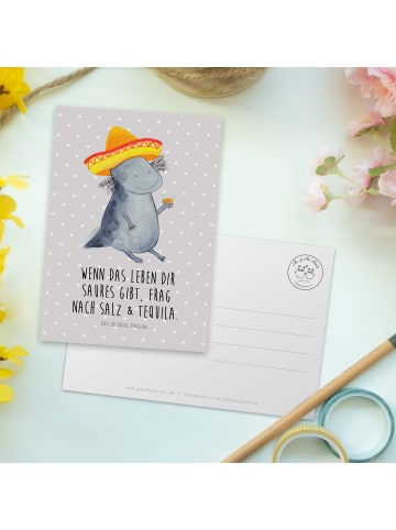 Mr. & Mrs. Panda bildkarte Axolotl Tequila mit Spruch in Grau Pastell