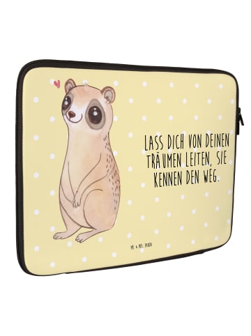 Mr. & Mrs. Panda Laptop Hülle Plumplori Glücklich mit Spruch in Gelb Pastell