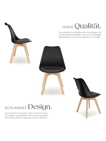 tectake Küchenstuhl Scandi-Design, gepolsterte Sitzfläche, 49 x 53 x 82 cm