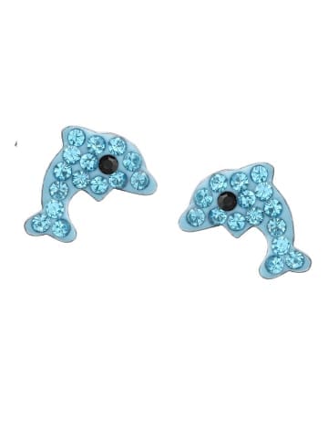 schmuck23 Ohrringe 925 Silber Delfin in Blau